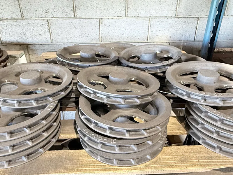 Yellow-painted fabricated wheel assemblies